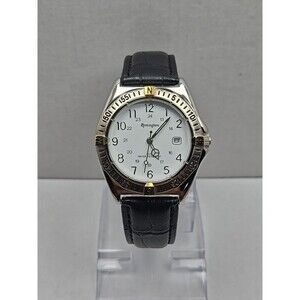 Remington 38 096 Men Quartz Compass Bezel Watch White Dial Date New Battery 3ATM
